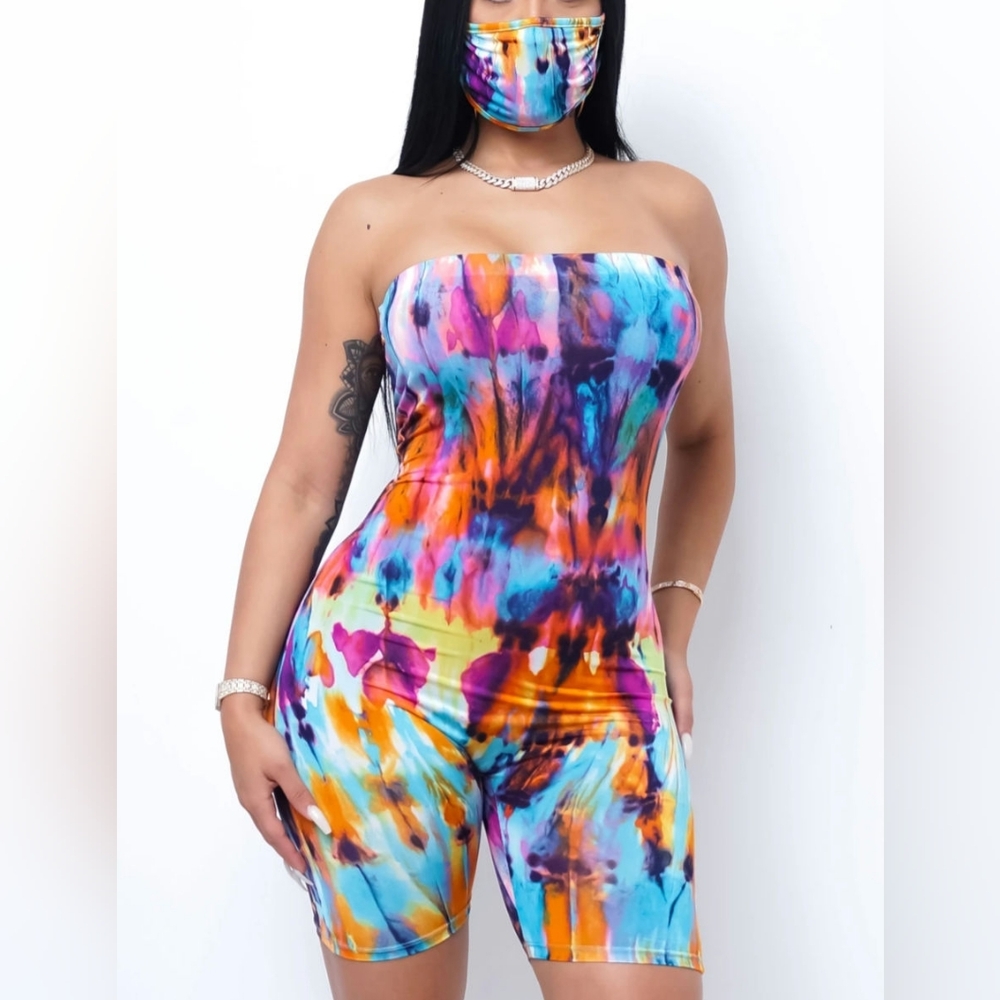 Multicolor Strapless Romper